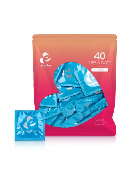 Ribes and dots condoms Easyglide - 40 pieces