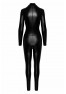 F319 Caged wetlook catsuit with zippers and ring