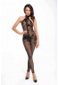 F315 Ego flocked mesh halter catsuit