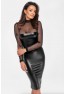 F310 Sublime wetlook and flocked mesh midi dress