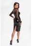 F310 Sublime wetlook and flocked mesh midi dress