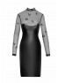 F310 Sublime wetlook and flocked mesh midi dress