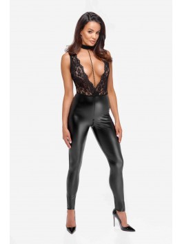 F298 Libido Deep-V catsuit with collar and pearl chain