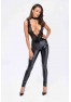 F298 Libido Deep-V catsuit with collar and pearl chain