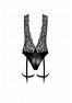 F297 Libido Deep-V bodysuit with collar, pearl chain and garter