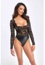 F296 Psyche bodysuit of lace and wetlook