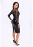 F295 Euphoria Robe midi en dentelle et wetlook