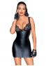 F254 Powerwetlook mini-dress with lace chest and 2-way zipper