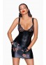 F254 Powerwetlook mini-dress with lace chest and 2-way zipper