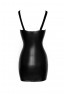 F254 Powerwetlook mini-dress with lace chest and 2-way zipper