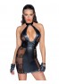 F238 Short tulle dress, Powerwetlook inserts and corset binding