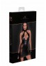 F238 Short tulle dress, Powerwetlook inserts and corset binding