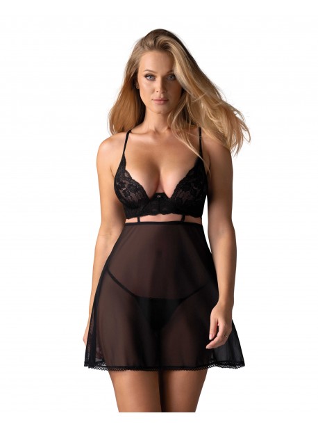 Nutris babydoll et String - Noire