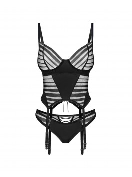 Lune Bellis corset et string - Noirs