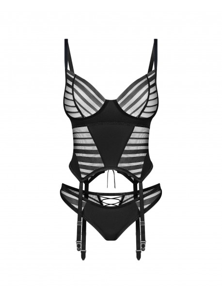 Lune Bellis corset et string - Noirs