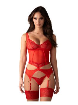 Cupide Desir corset et string - Rouge