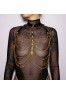 Leather chest harness and chains Gold