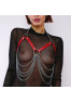 Triangle cut chest harness and chains Red