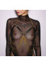 Triangle cut chest harness and chains Gold