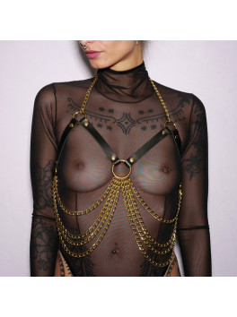 Triangle cut chest harness and chains Gold