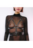 Leather Bust Harness with Belt Black