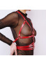 Leather Bust Harness with Belt Red