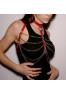 Leather chest harness and chains Red