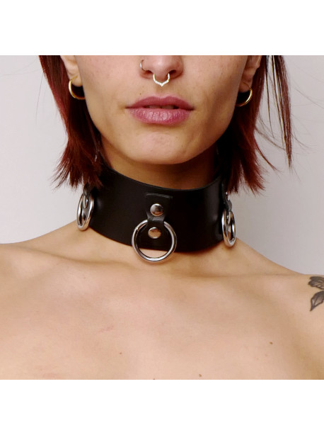 Leather Necklace Collection Rings Black