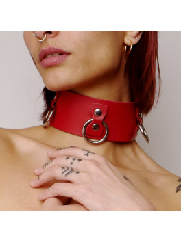 Leather Necklace Collection Rings Red