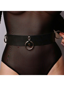 Bondage belt 3 rings Black