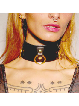 Leather Necklace Collection Rings BLACK & GOLD