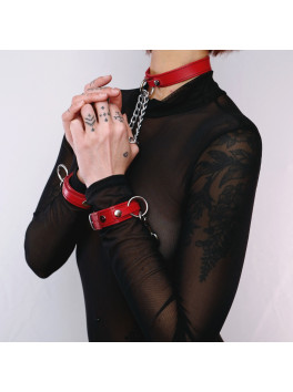 Necklace and handcuffs Red