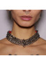 Collier Chaines cuir rouge