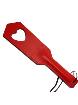 Paddle in Leather Heart Red