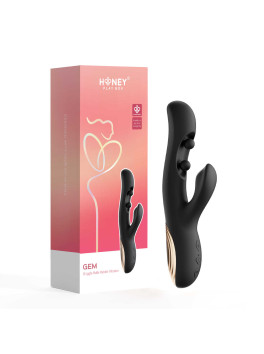 Gem pressure sensing rabbit vibrator Black